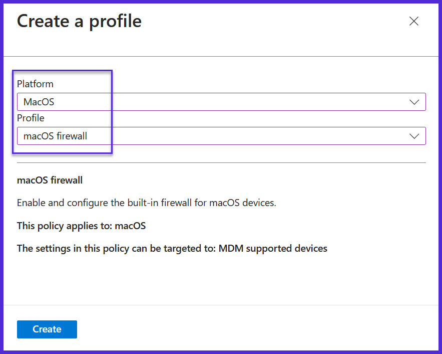 Create Firewall Policy for MacOS in Intune