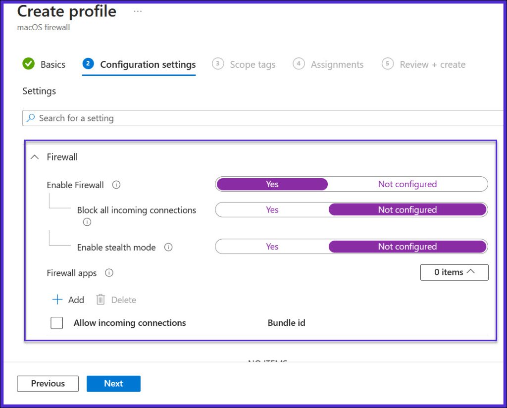 Enable and Configure MacOS Firewall using Intune